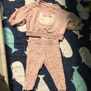 Could island Baby Pink Floral Leggings and Pink Sweatshirt Set